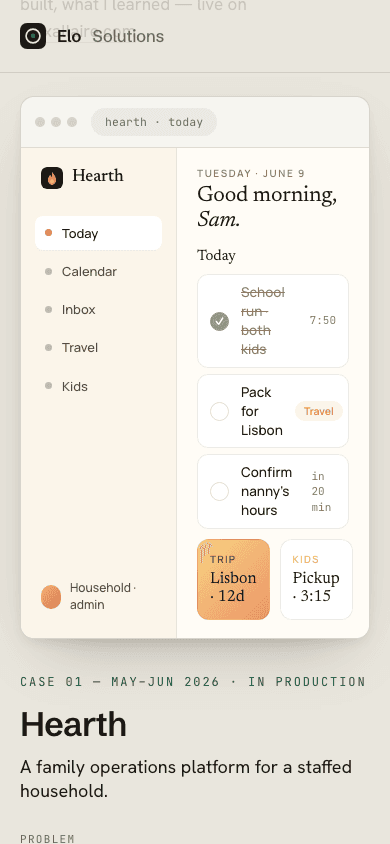 Hearth on a phone, placeholder data